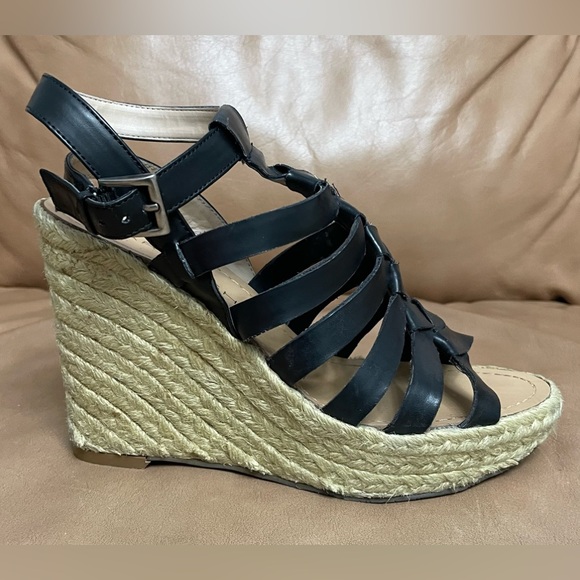 Marc Fisher Espadrille Platform Wedge Sandal - Size 7 -Black - Picture 5 of 14